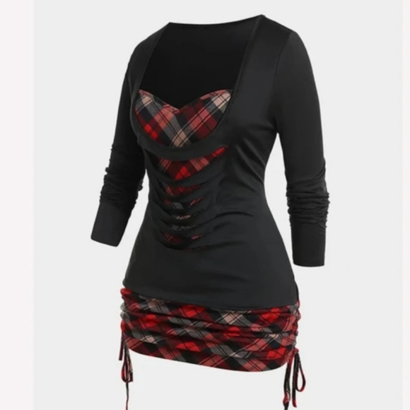 Faux Layered long sleeve T shirt - Picture 4 of 4